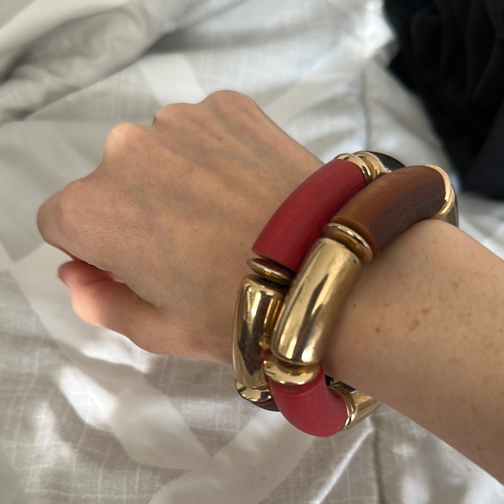 Gold and Red Chunky Bracelet